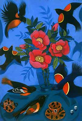 "Wild Roses and No Sugar", a large pastel drawing by Phoebe Stone