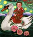 boy on swan, detail of artwork from "What Night Do the Angels Wander?"